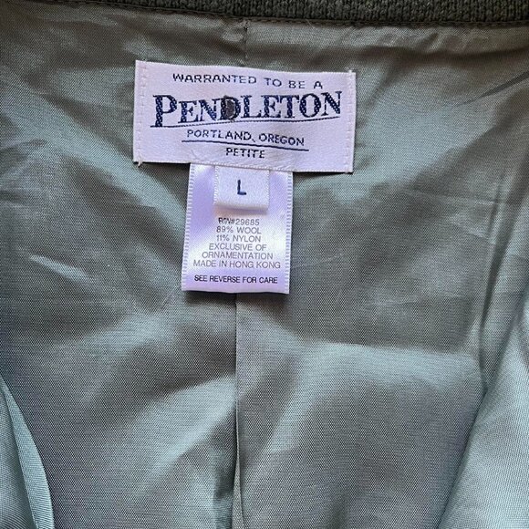 Green Pendleton Floral/Fall Themed Full Zip Up Wool Jacket - Picture 3 of 7